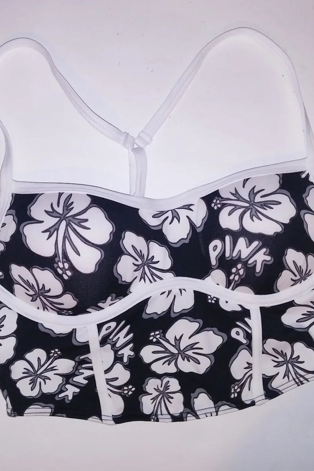 Victoria Secret Pink Bralette Black And White Floral Bra