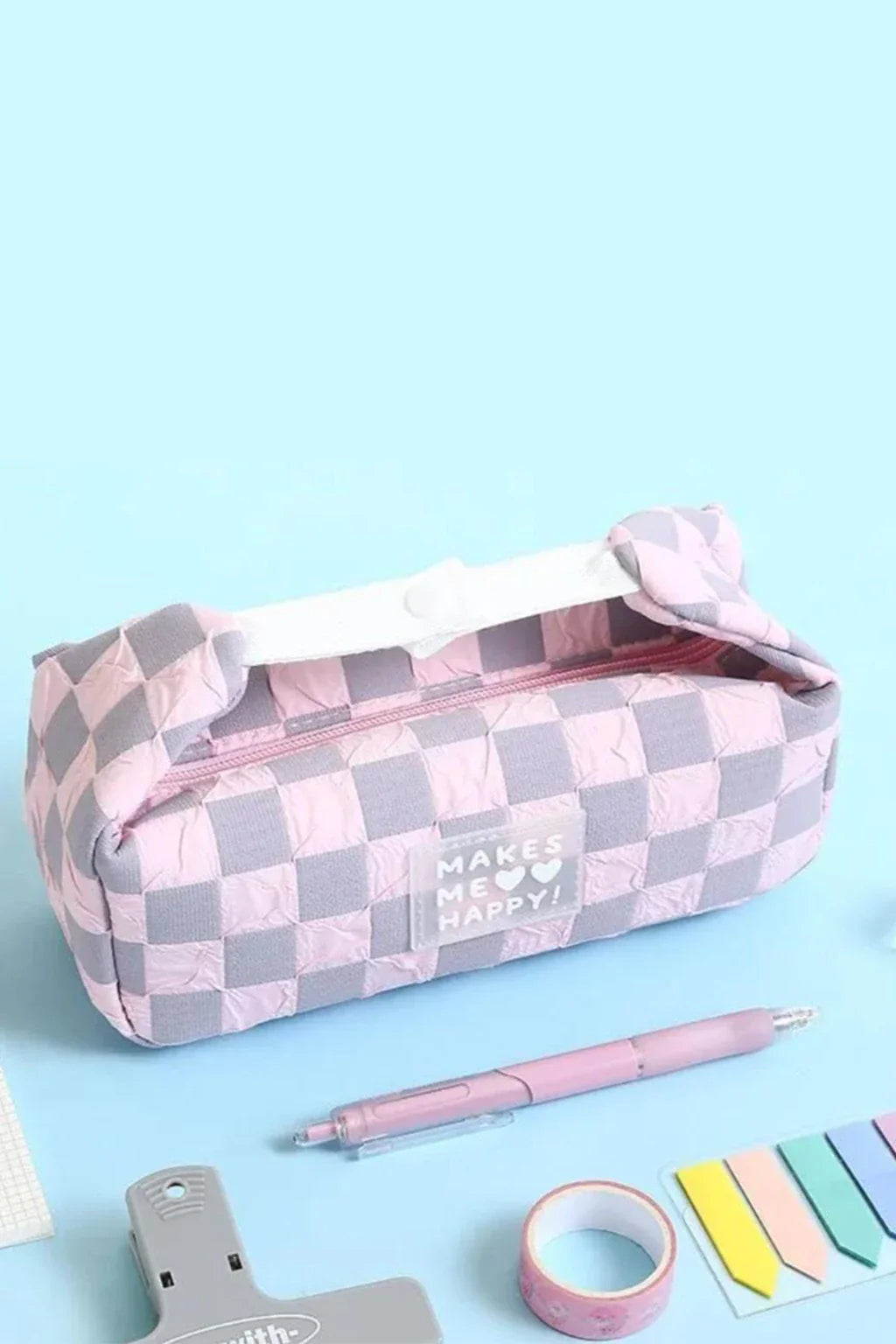 Languo Simple And Cute High Capacity Checkerboard Pencil Case