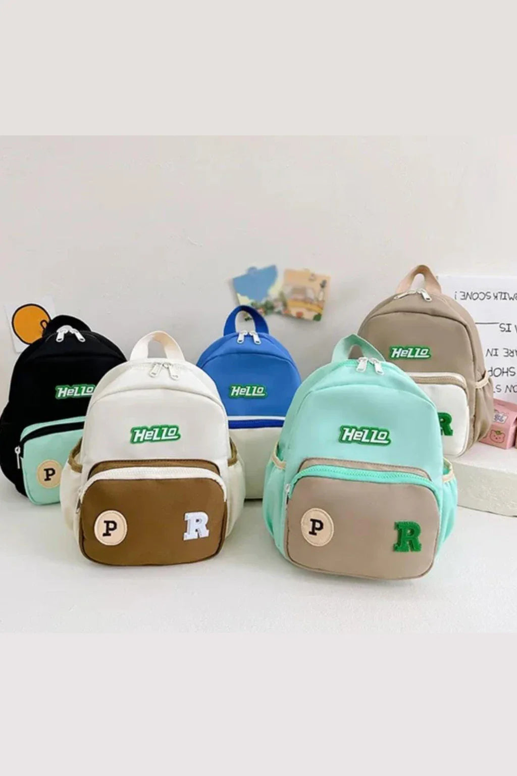 Hello Cute Cartoon Letter Printed Backpack For Kids Boys Girls