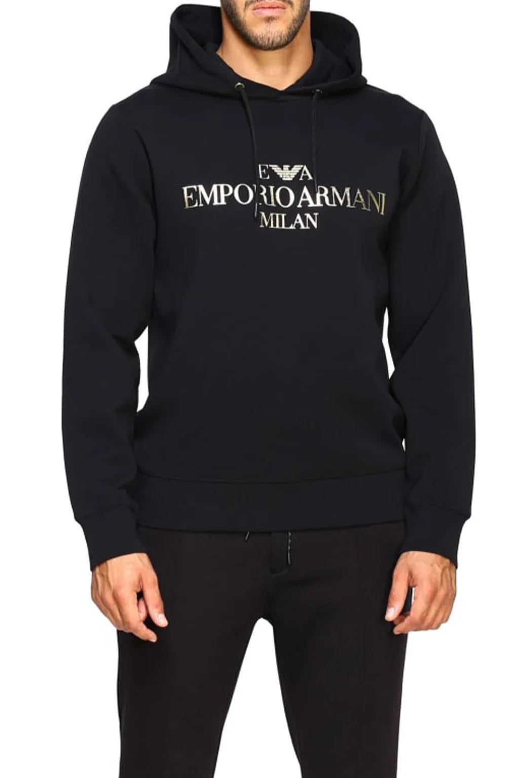 Giorgio Armani Black Metallic Logo Hoodie