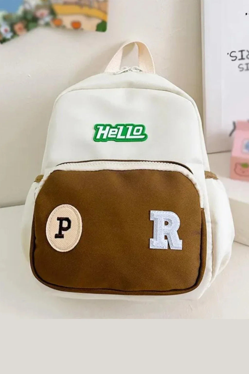 Hello Cute Cartoon Letter Printed Backpack For Kids Boys Girls