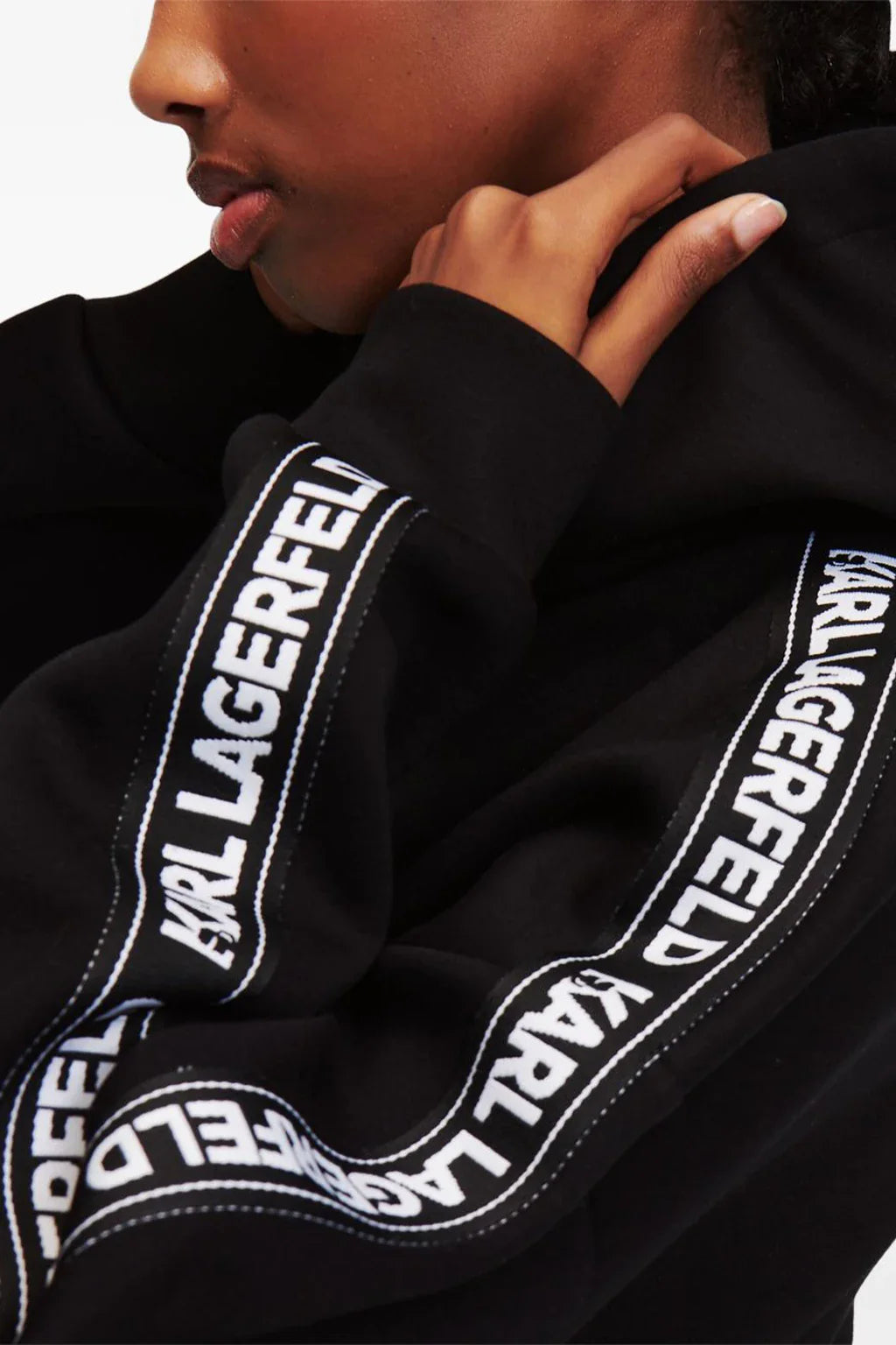 Karl Lagerfeld Embroidered Logo Zip-up Black Sweatshirt 