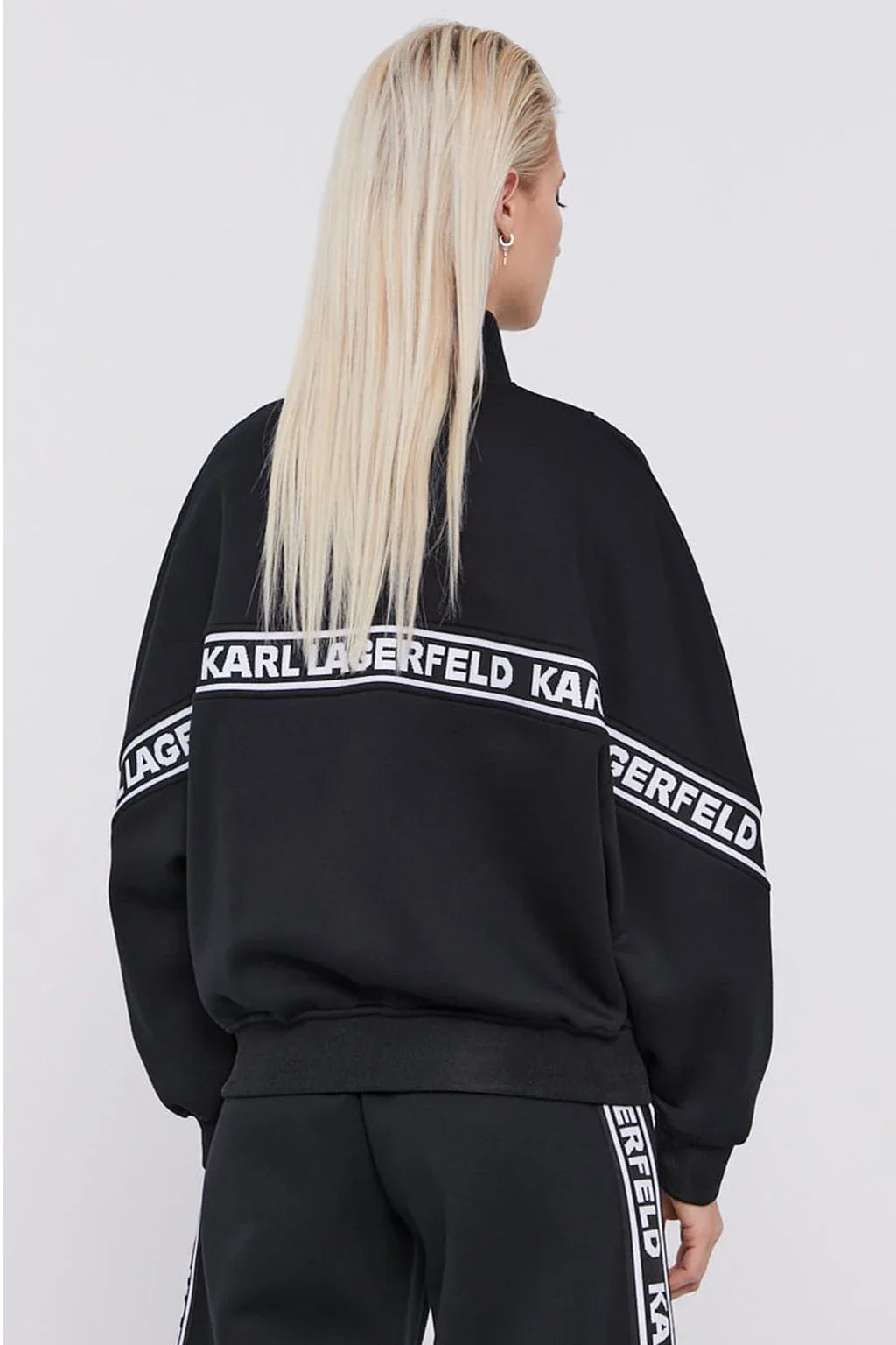 Karl Lagerfeld Embroidered Logo Zip-up Black Sweatshirt 