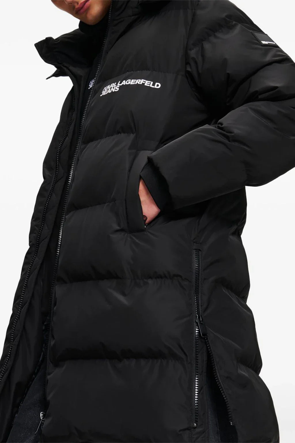 Karl Lagerfeld Jeans Embroidered Hooded Padded Coat