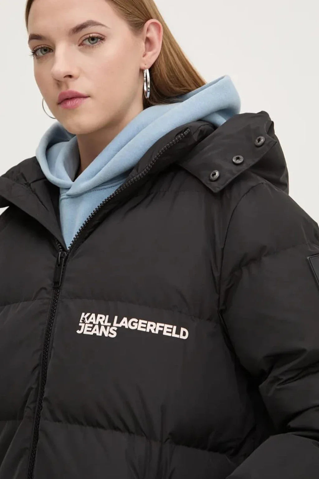 Karl Lagerfeld Jeans Embroidered Hooded Padded Coat