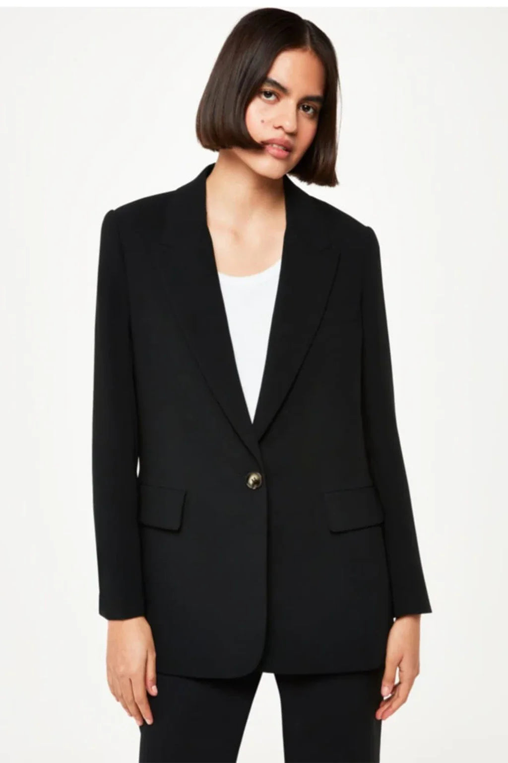 Crepe Relaxed Black Blazer 