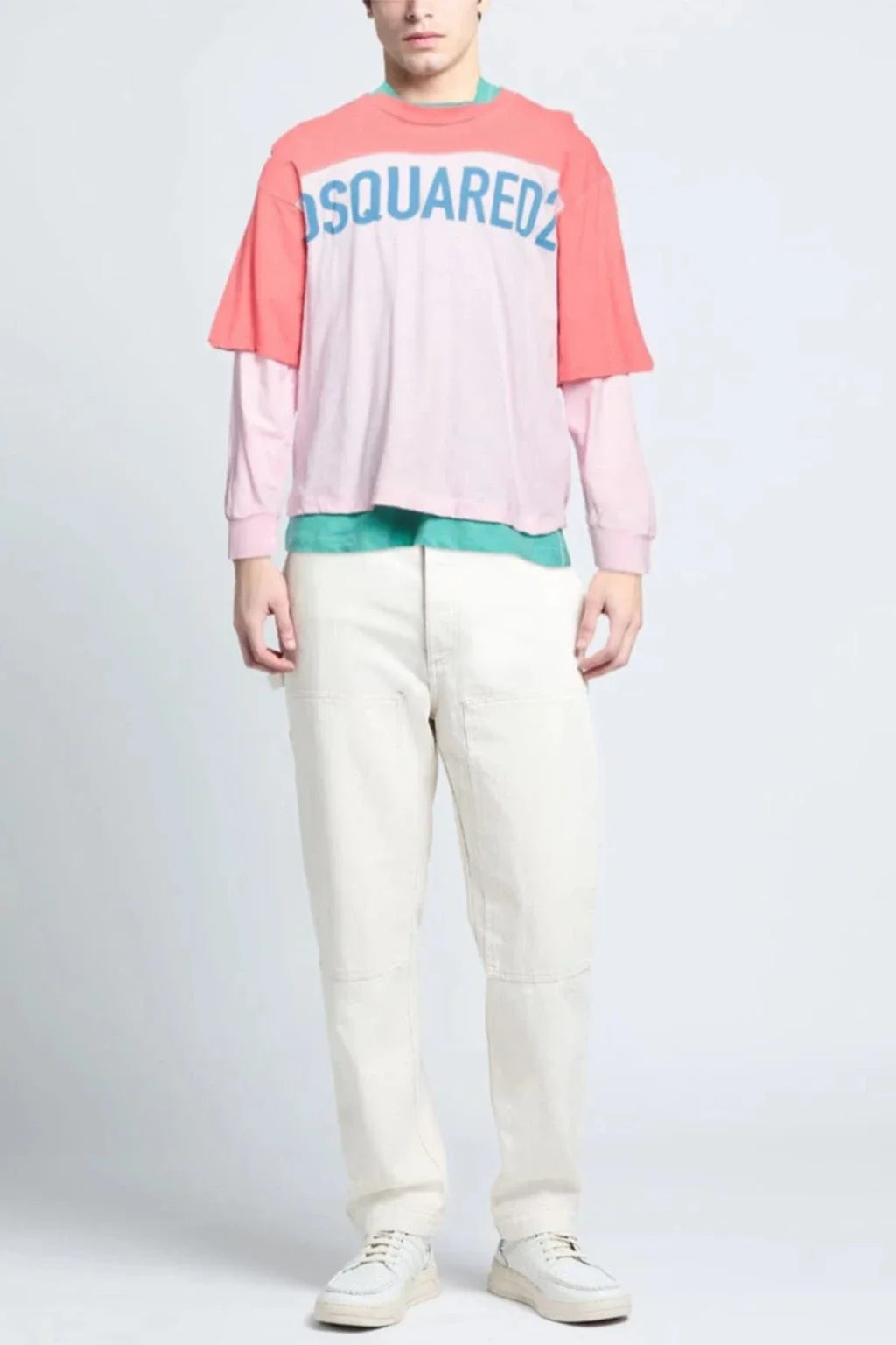 Dsquared2 Logo Two Tone Cotton Jersey Sweatshirt 