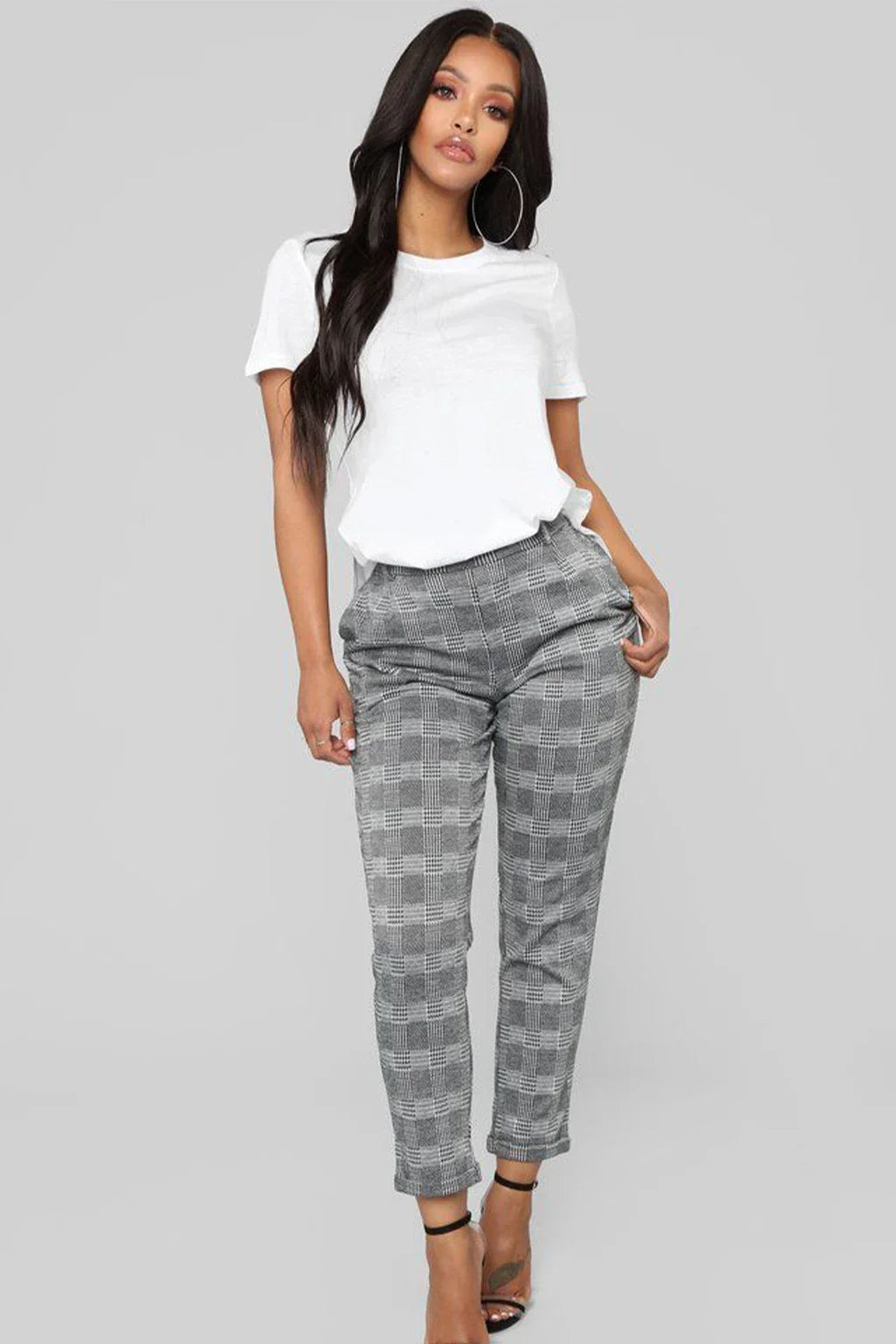 Here On Business Plaid Pants Black White Fashion Pant