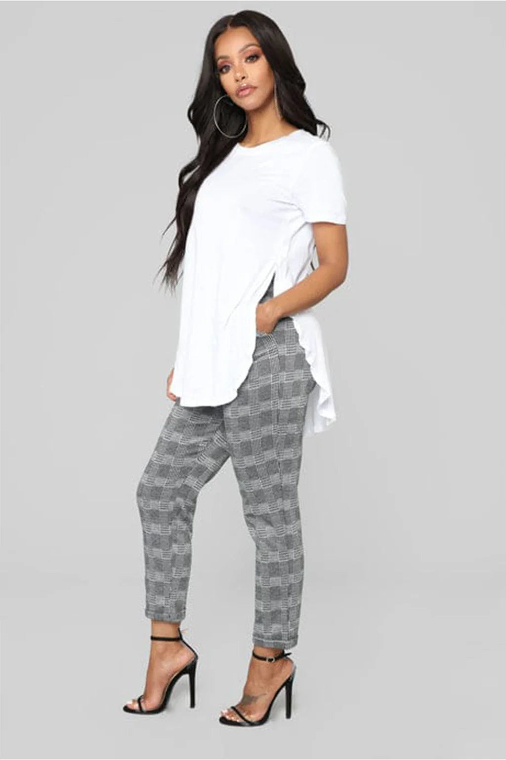 Here On Business Plaid Pants Black White Fashion Pant