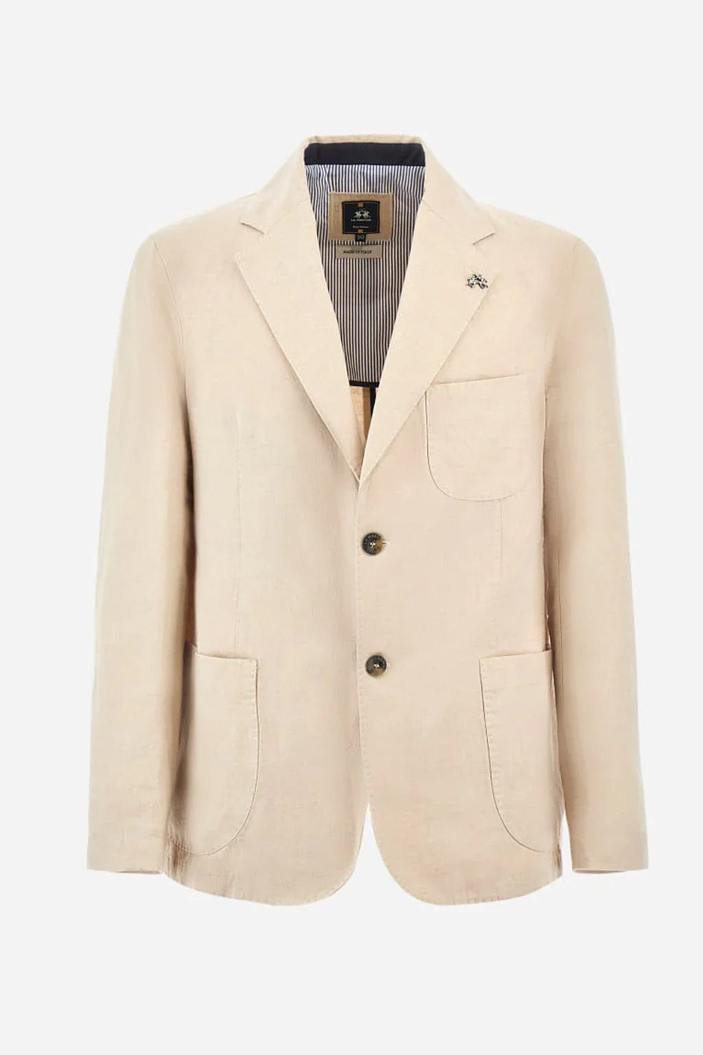 La Martina Mens Regular Fit Cotton And Linen Blend Blazer 