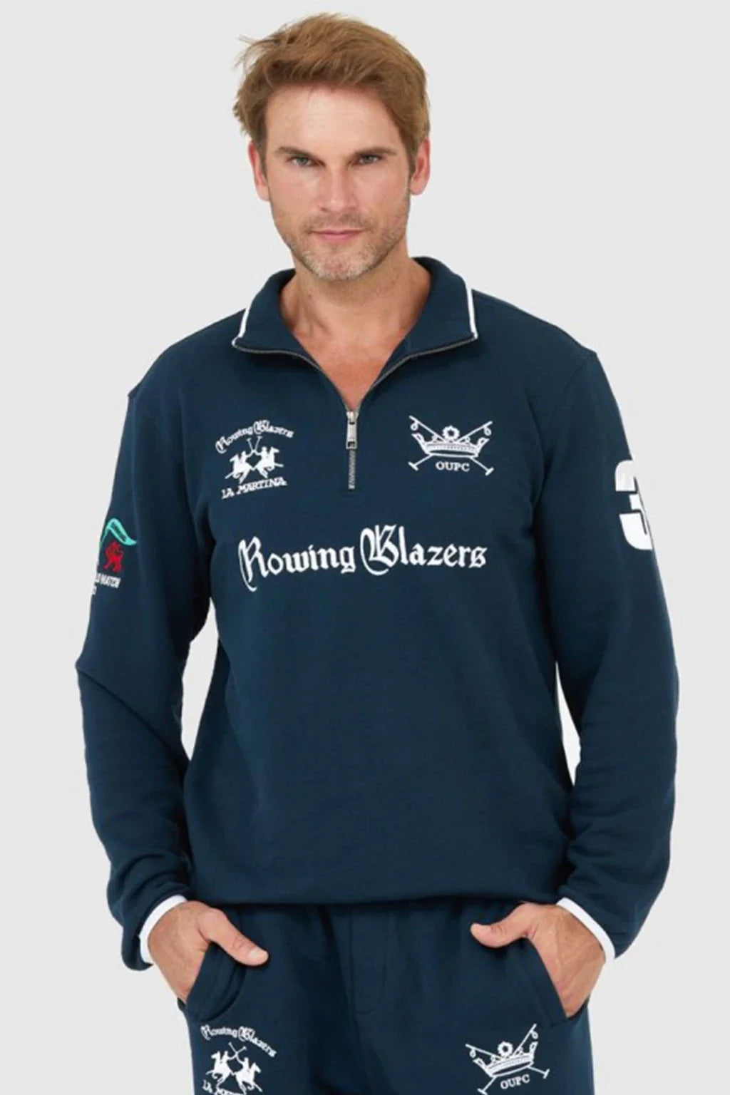 La Martina Mens Navy Blue Zip Up Sweatshirt 