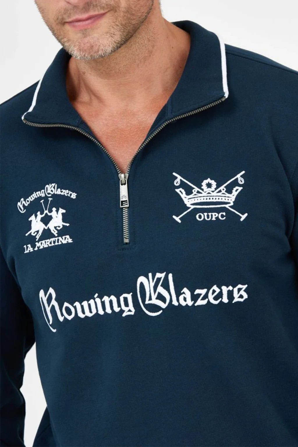 La Martina Mens Navy Blue Zip Up Sweatshirt 