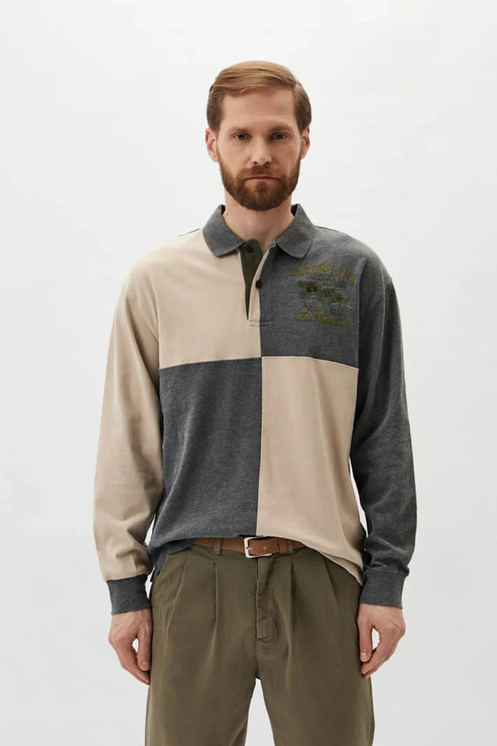 La Martina Long Sleeve Block Design Polo Sweatshirt