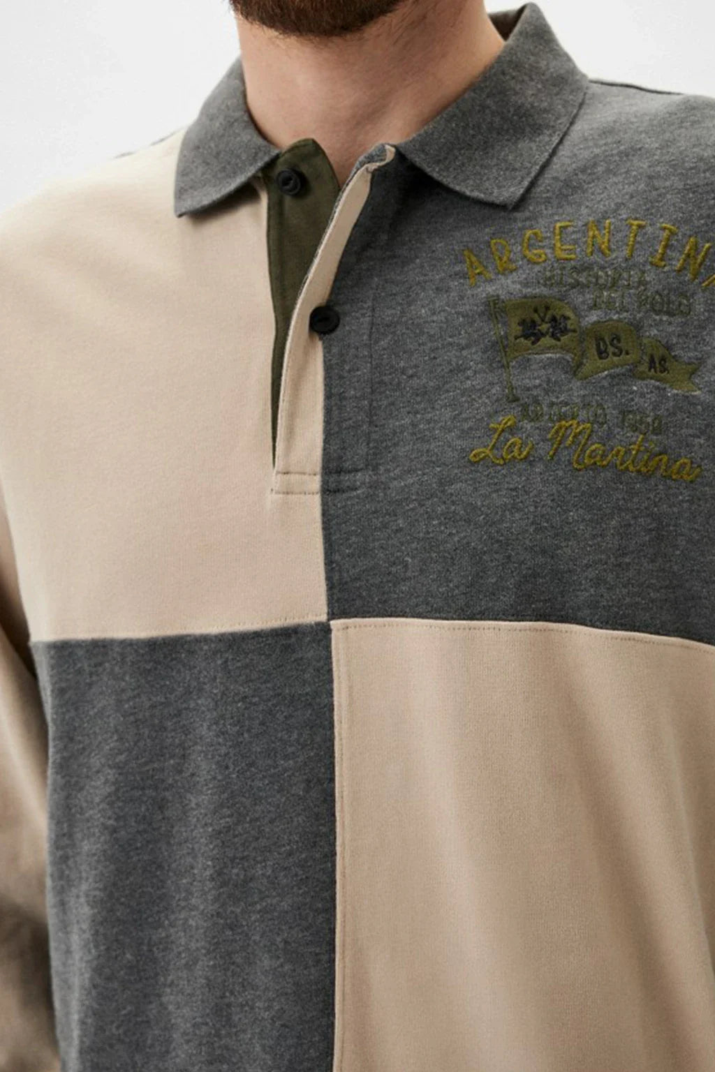 La Martina Long Sleeve Block Design Polo Sweatshirt