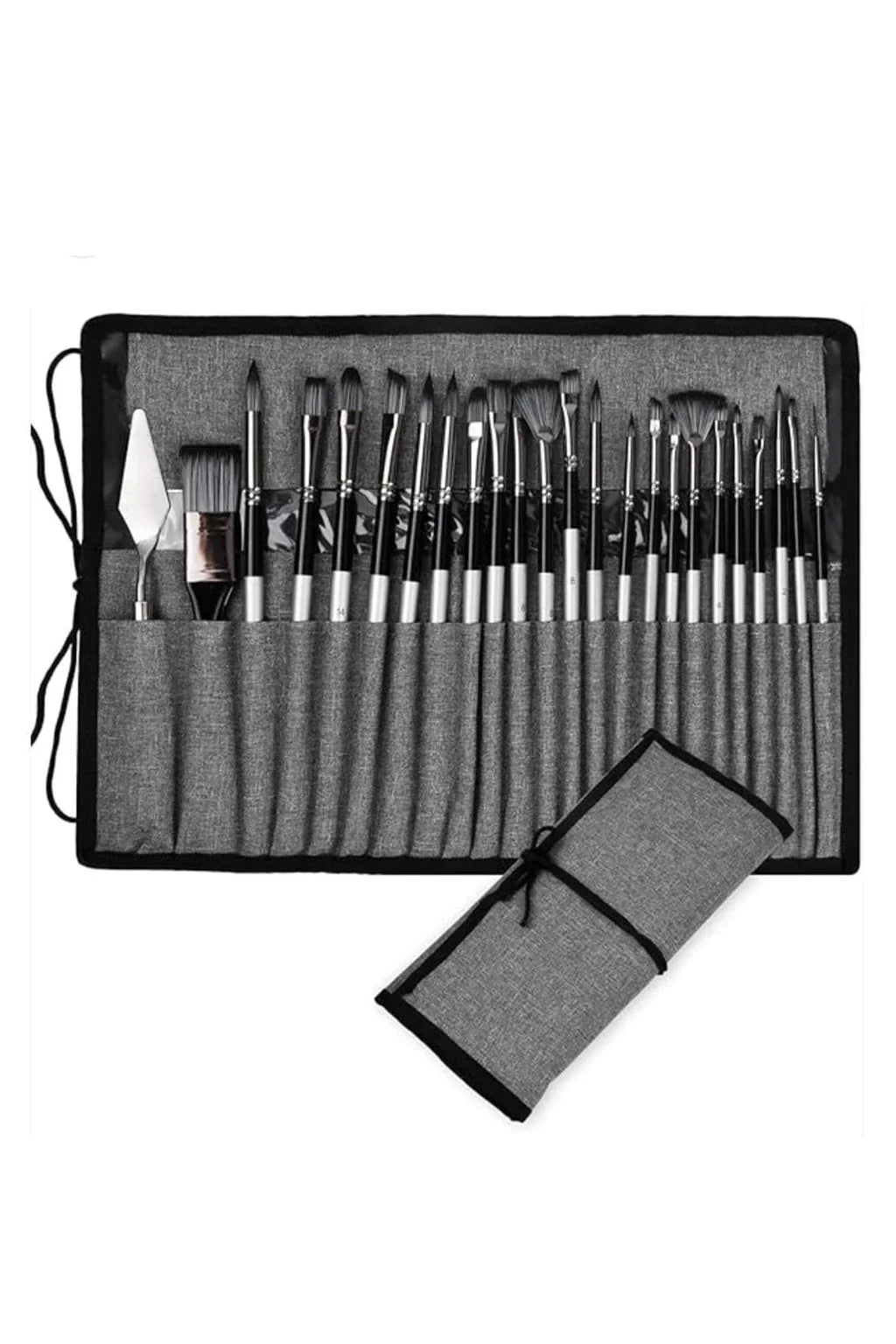 24 Different Shapes Silver Grey Brush Set Cloth Bag Storage