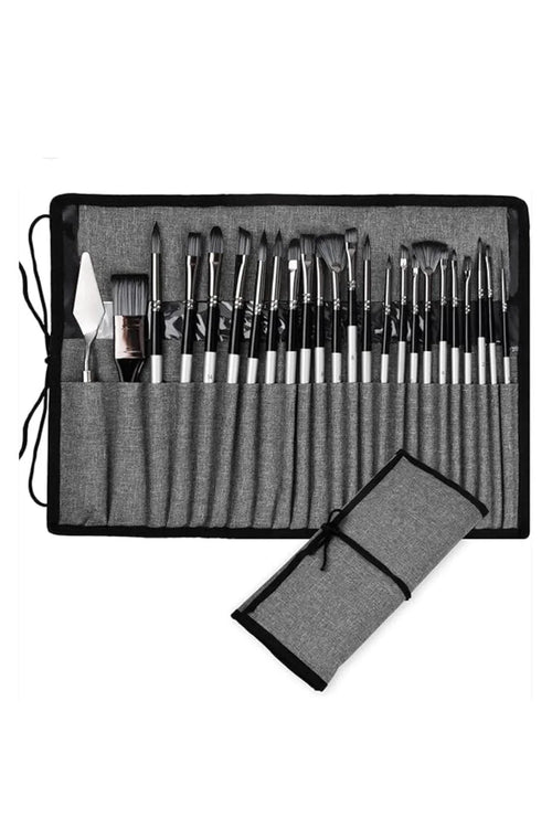 16 Different Shapes Silver Grey Brush Set Cloth Bag Storage