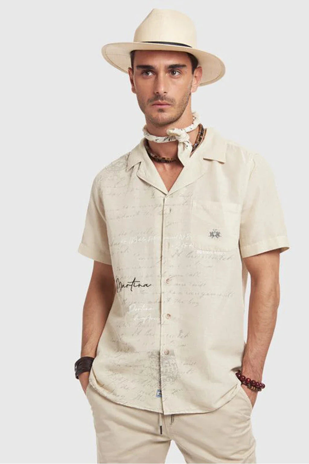 La Martina Bowling Shirt Linen Cotton