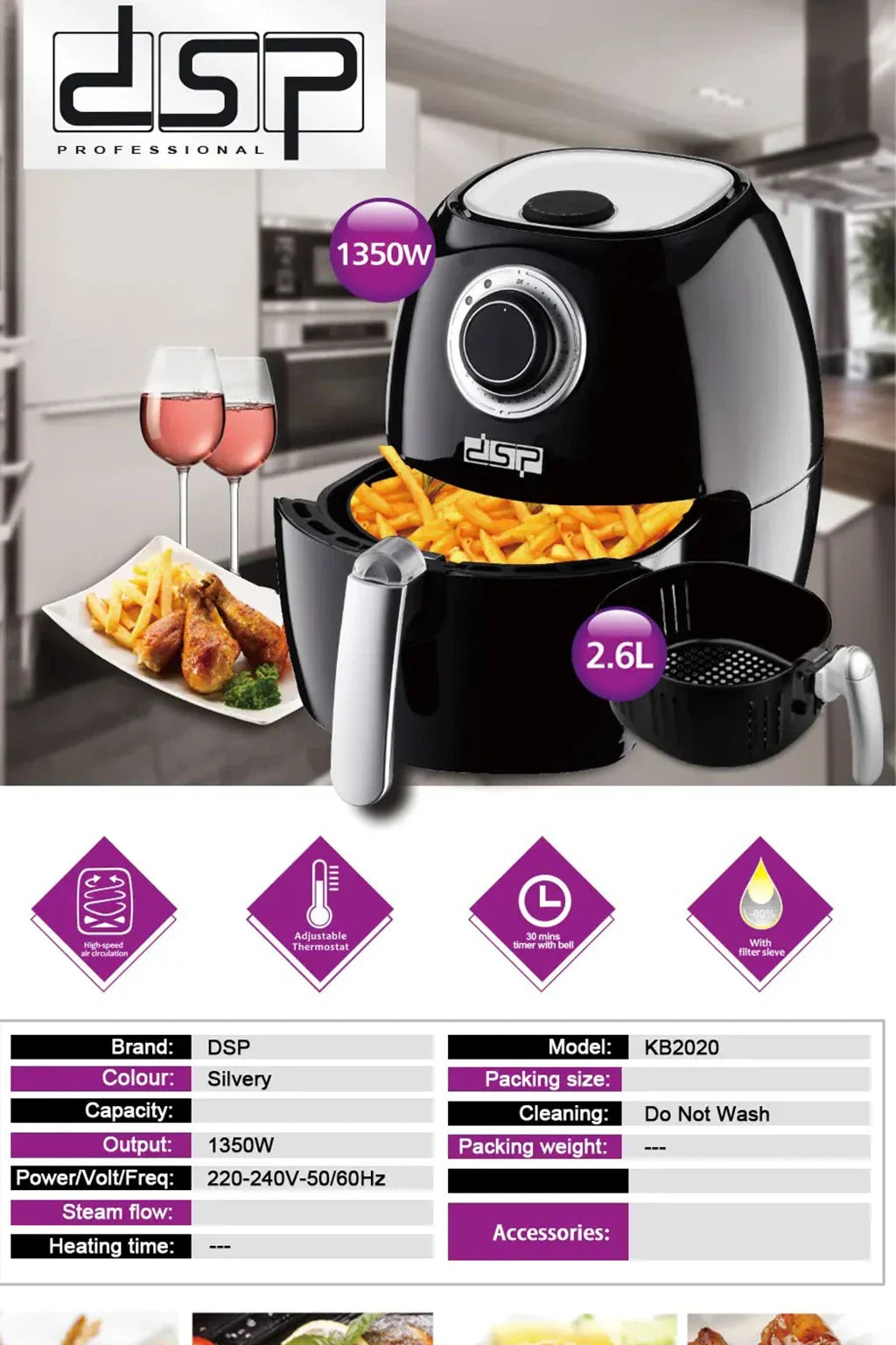Dsp Homestyle Small Air Fryer