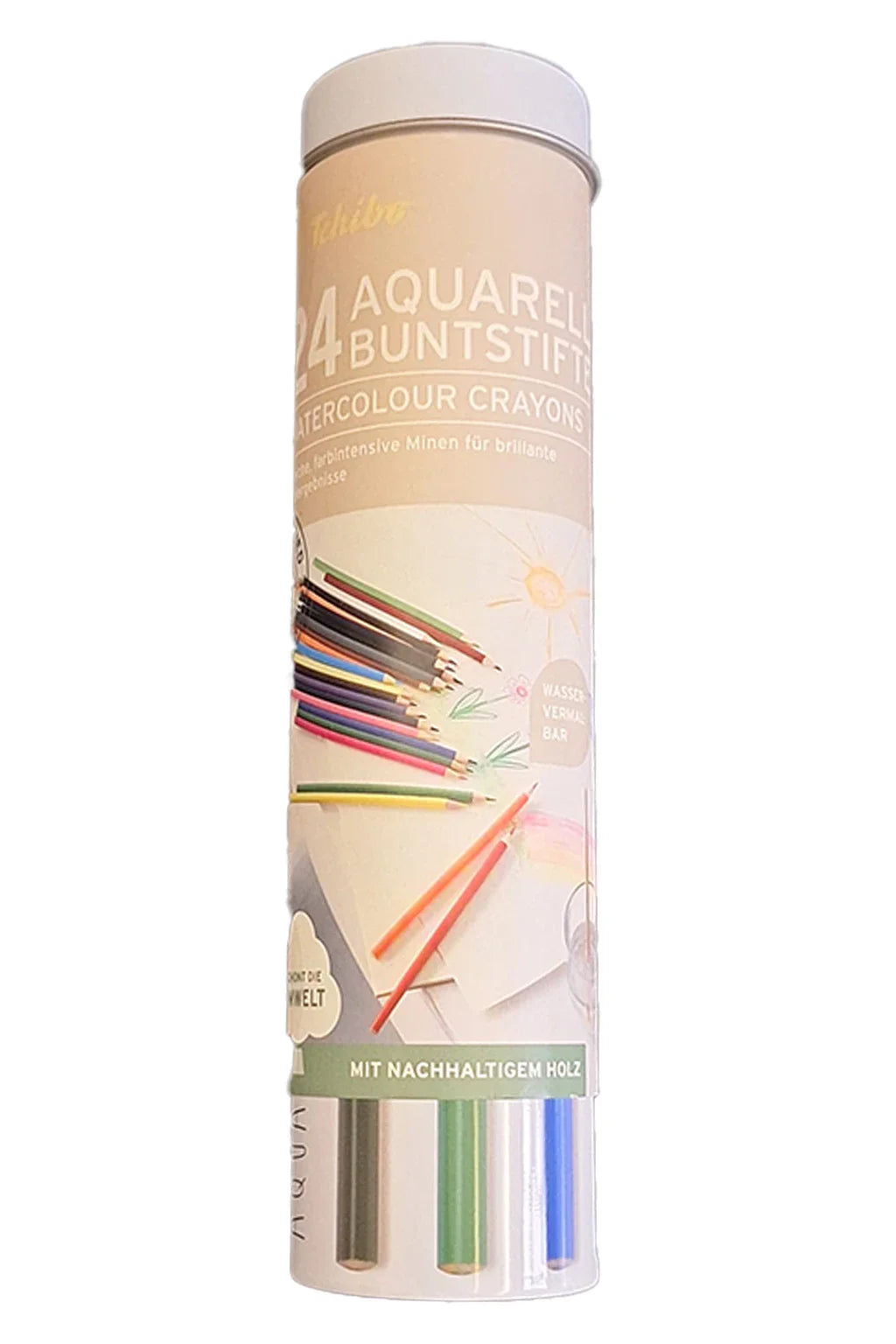 Tchibo Water Color Crayons Set Colored Pencils With Case 