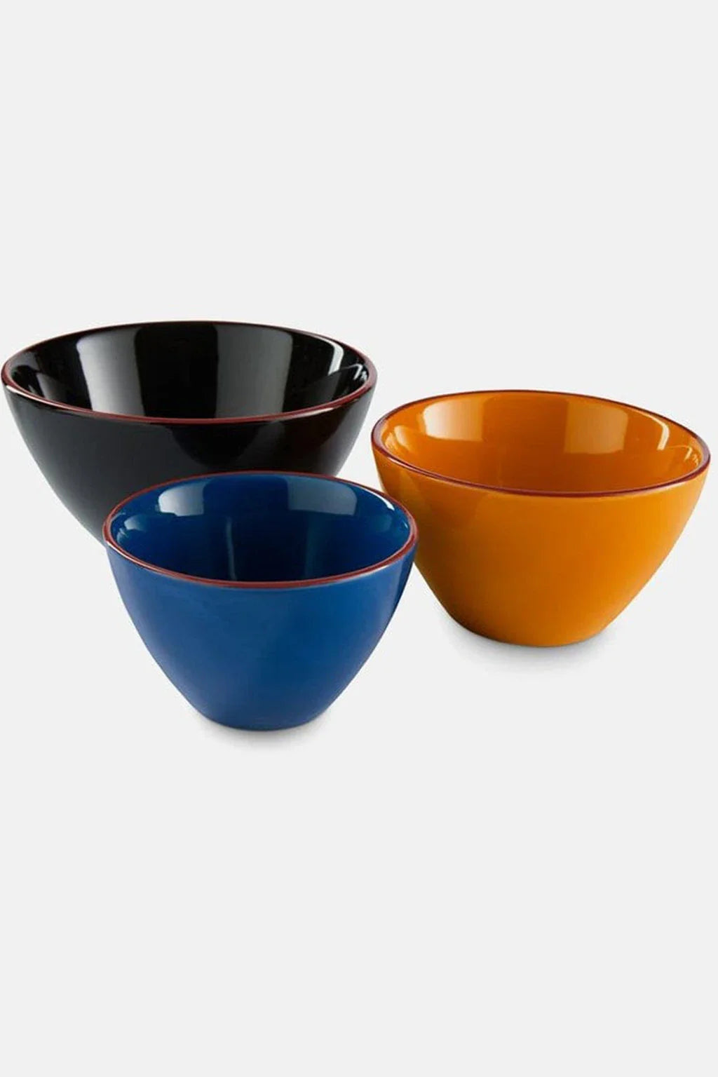 Tchibo Set Of Three Bowls Blue Orange Black