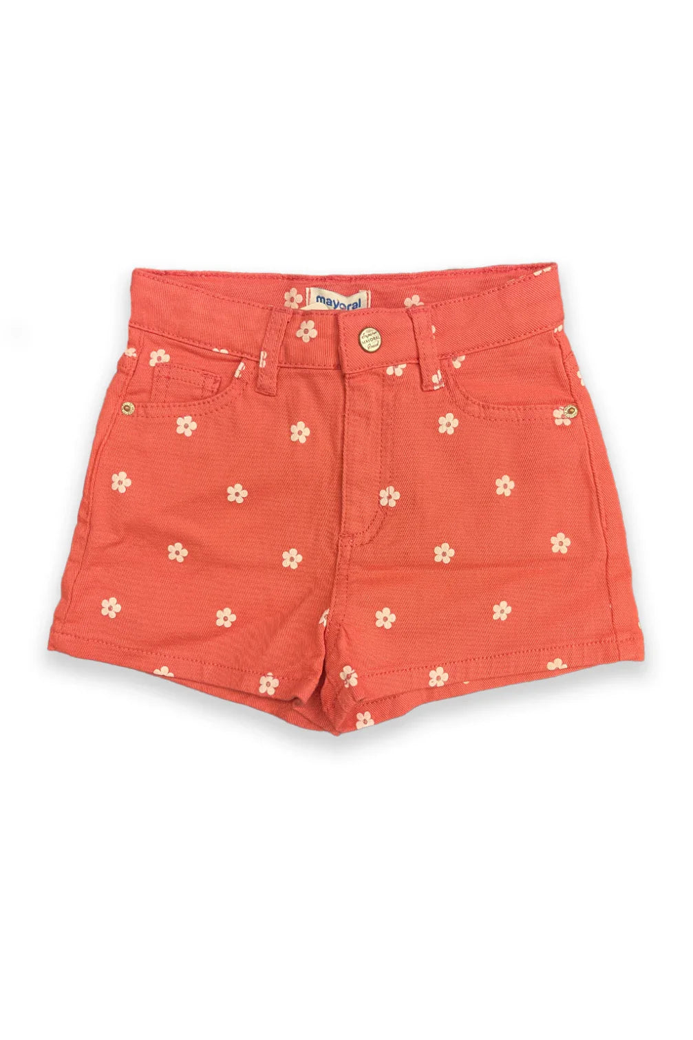 Mayoral Pink Cotton Floral Twill Shorts