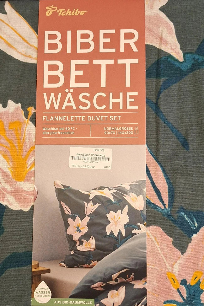 Tchibo Single Flannelette Floral Print Duvet Set 