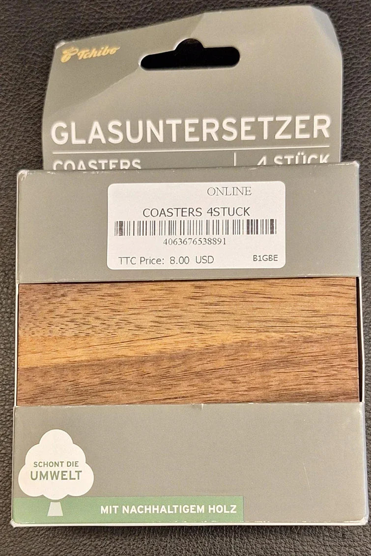 Tchibo Wood Board Coasters Four Stuck 