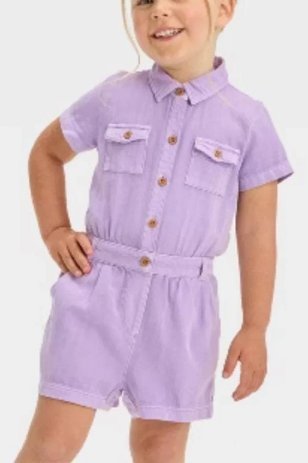 Cat And Jack Toddler Girls Solid Romper Lavender Overall