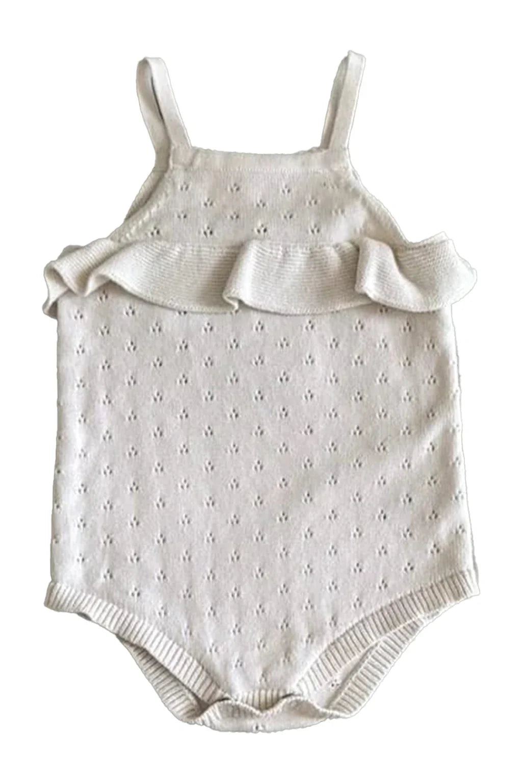 Cat And Jack Cream Knit Ruffle Babies Romper Bodysuit